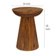 Ureo Round Accent Side Table Cone Pedestal Base Brown Mango Wood BM329155