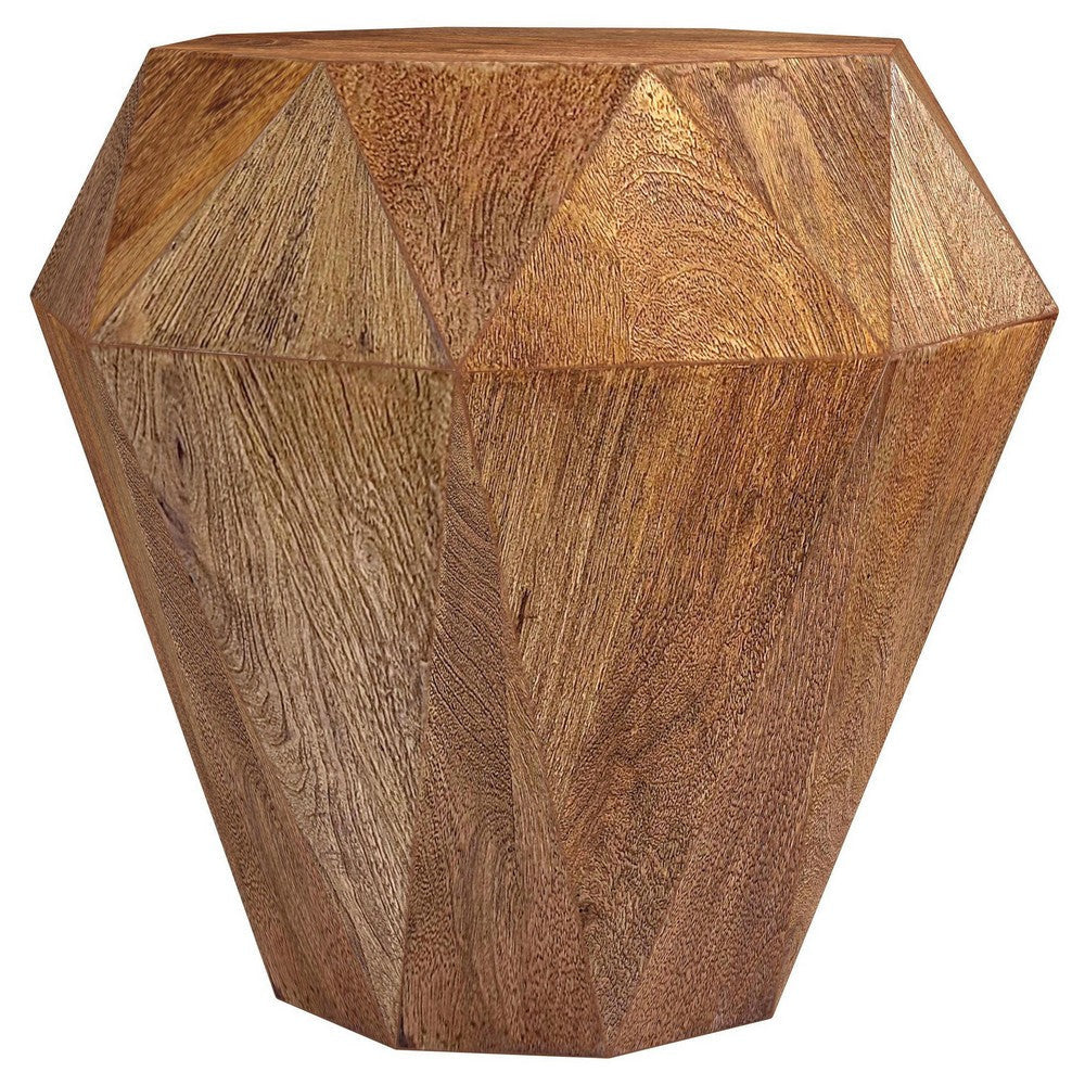 Cinti Accent Side Table Gemstone Shape Natural Brown Mango Wood