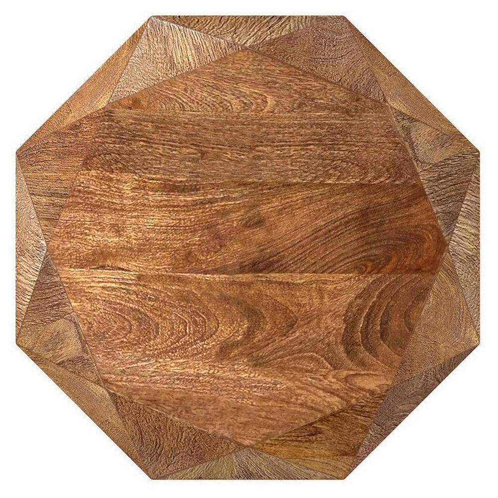 Cinti Accent Side Table Gemstone Shape Natural Brown Mango Wood