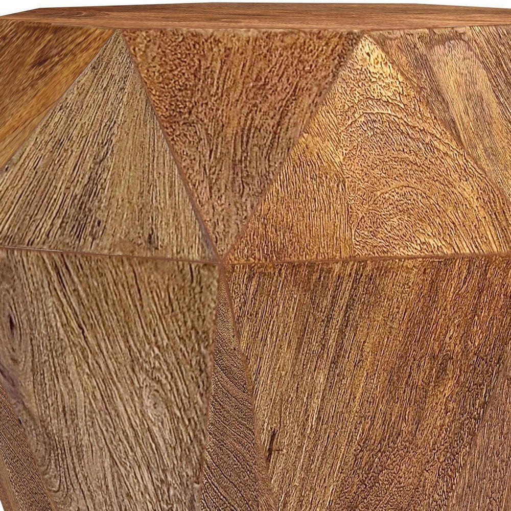 Cinti Accent Side Table Gemstone Shape Natural Brown Mango Wood