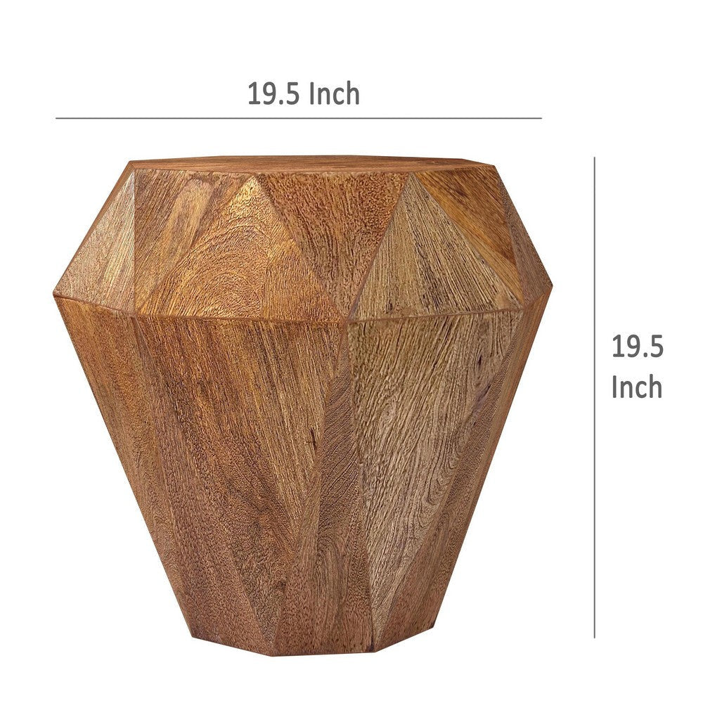 Cinti Accent Side Table Gemstone Shape Natural Brown Mango Wood