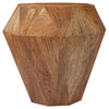 Cinti Accent Side Table, Gemstone Shape, Natural Brown Mango Wood