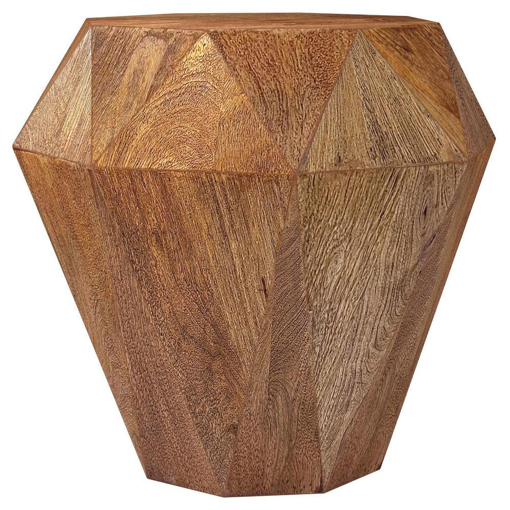 Cinti Accent Side Table, Gemstone Shape, Natural Brown Mango Wood