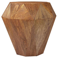 Cinti Accent Side Table, Gemstone Shape, Natural Brown Mango Wood