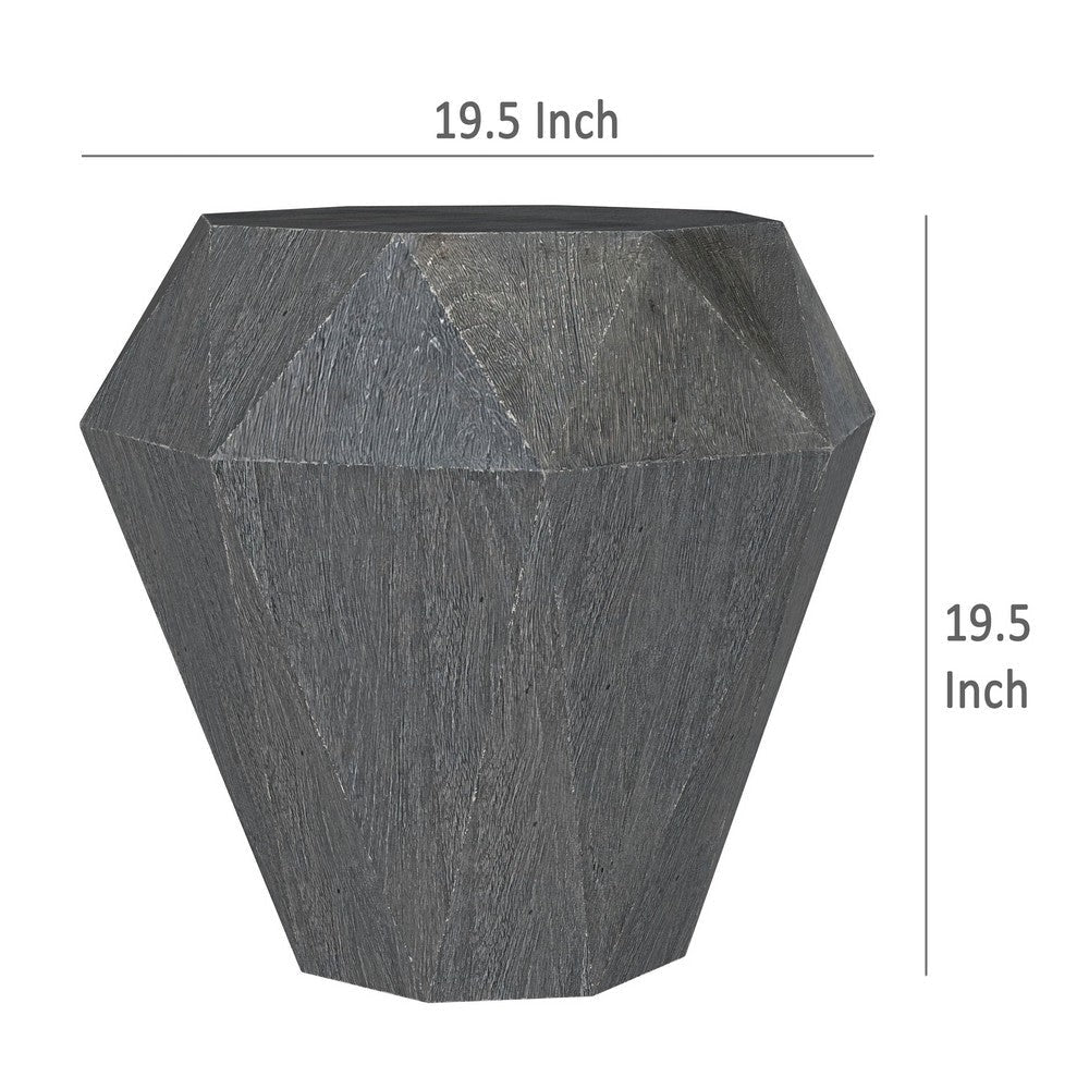 Cinti Accent Side Table Gemstone Shape Natural Gray Mango Wood
