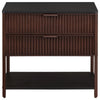 Zemy Side End Table 2 Drawers Open Shelf Black Metal Rust Brown BM329158