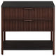 Zemy Side End Table 2 Drawers Open Shelf Black Metal Rust Brown BM329158