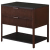 Zemy Side End Table 2 Drawers Open Shelf Black Metal Rust Brown BM329158