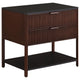Zemy Side End Table, 2 Drawers, Open Shelf, Black Metal, Rust Brown