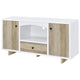Aton Credenza 2 Doors 1 Drawer Arched Front 60 Inch White Brown BM329160