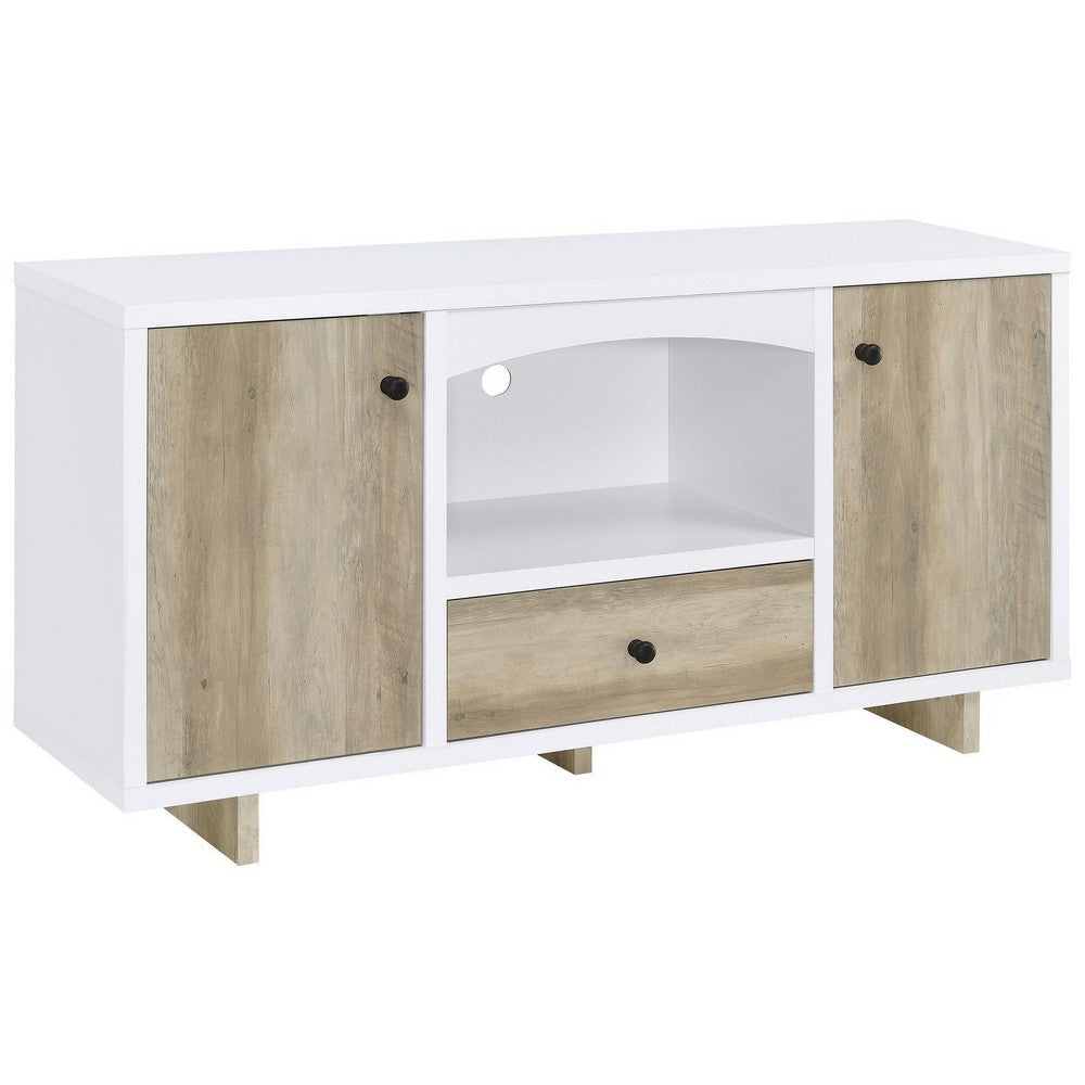 Aton Credenza, 2 Doors, 1 Drawer, Arched Front, 60 Inch White Brown