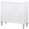 Cardi Accent Cabinet 2 Medallion Carved Doors 36 Inch Classic White BM329161