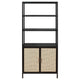 Lanie Tall Accent Cabinet 3 Shelves 2 Doors PE Cane Black Metal