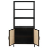 Lanie Tall Accent Cabinet 3 Shelves 2 Doors PE Cane Black Metal