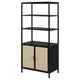 Lanie Tall Accent Cabinet 3 Shelves 2 Doors PE Cane Black Metal