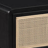 Lanie Bedside Table with Drawer and Open Shelf PE Cane Black Metal