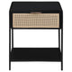 Lanie Bedside Table with Drawer and Open Shelf PE Cane Black Metal