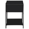Lanie Bedside Table with Drawer and Open Shelf PE Cane Black Metal