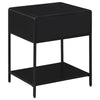 Lanie Bedside Table with Drawer and Open Shelf PE Cane Black Metal
