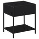 Lanie Bedside Table with Drawer and Open Shelf PE Cane Black Metal