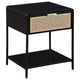 Lanie Bedside Table with Drawer and Open Shelf PE Cane Black Metal