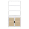 Lanie Tall Accent Cabinet 3 Shelves 2 Doors PE Cane White Metal