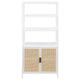 Lanie Tall Accent Cabinet 3 Shelves 2 Doors PE Cane White Metal