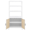 Lanie Tall Accent Cabinet 3 Shelves 2 Doors PE Cane White Metal