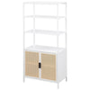Lanie Tall Accent Cabinet 3 Shelves 2 Doors PE Cane White Metal