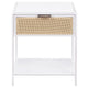 Lanie Bedside Table with Drawer and Open Shelf PE Cane White Metal