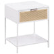 Lanie Bedside Table with Drawer and Open Shelf PE Cane White Metal