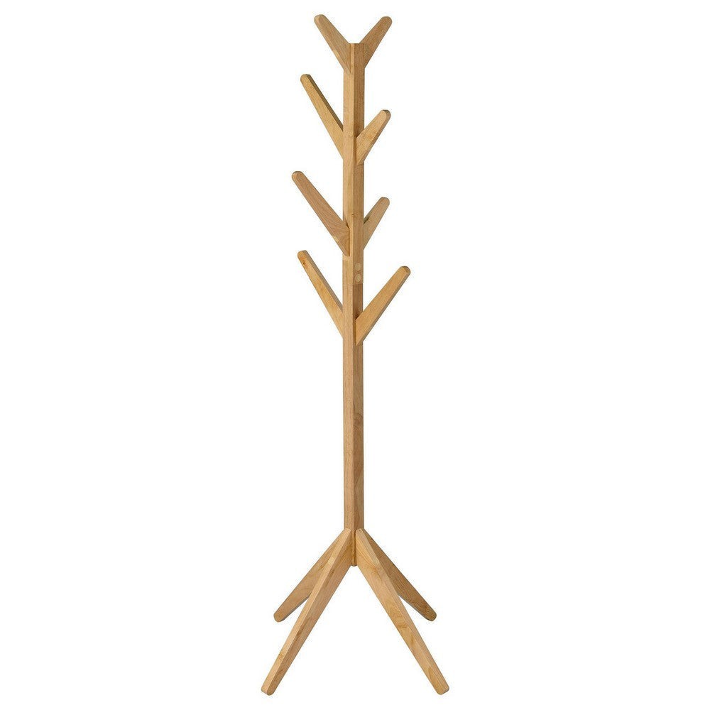 Margo Coat Rack 8 Hooks Tree Inspired Design Oak Brown Solid wood