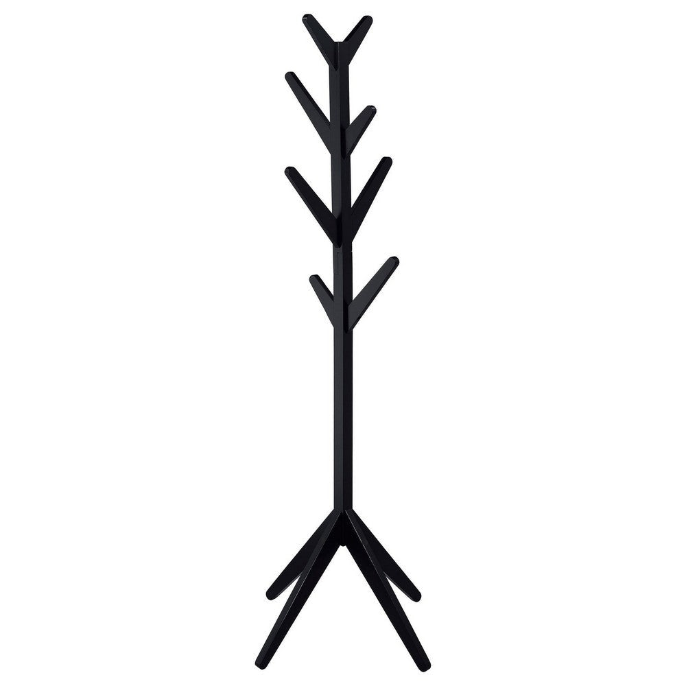 Margo Coat Rack 8 Hooks and Tree Inspired Design Black Solid wood