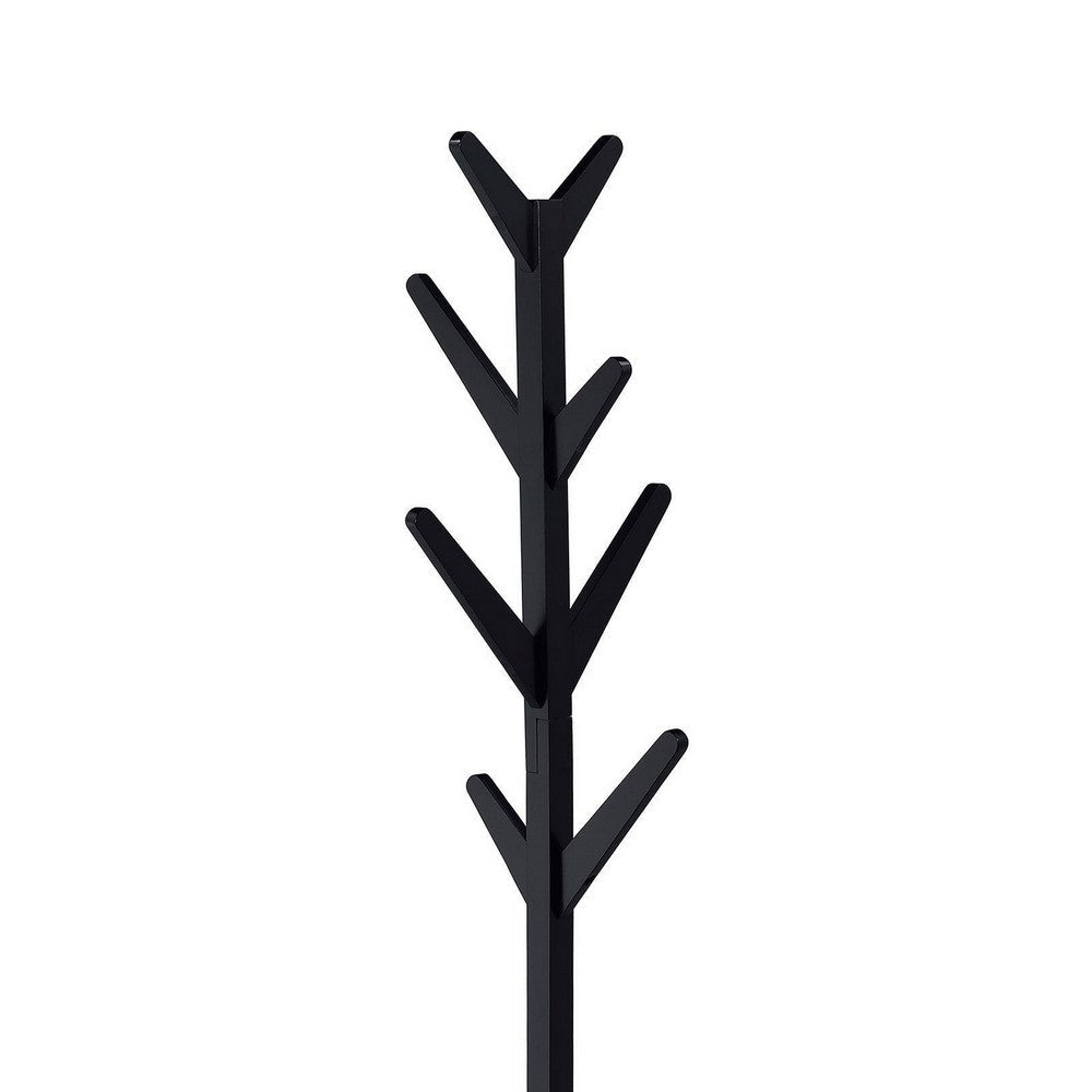Margo Coat Rack 8 Hooks and Tree Inspired Design Black Solid wood