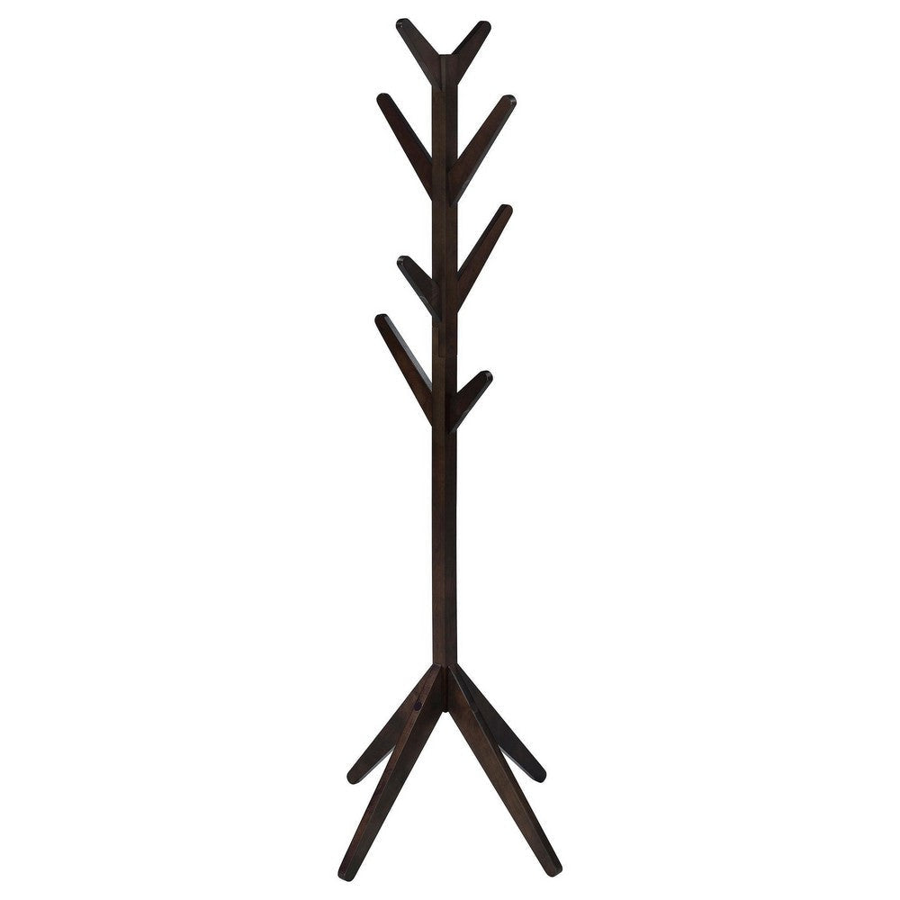 Margo Coat Rack 8 Hooks and Tree Inspired Design Brown Solid wood