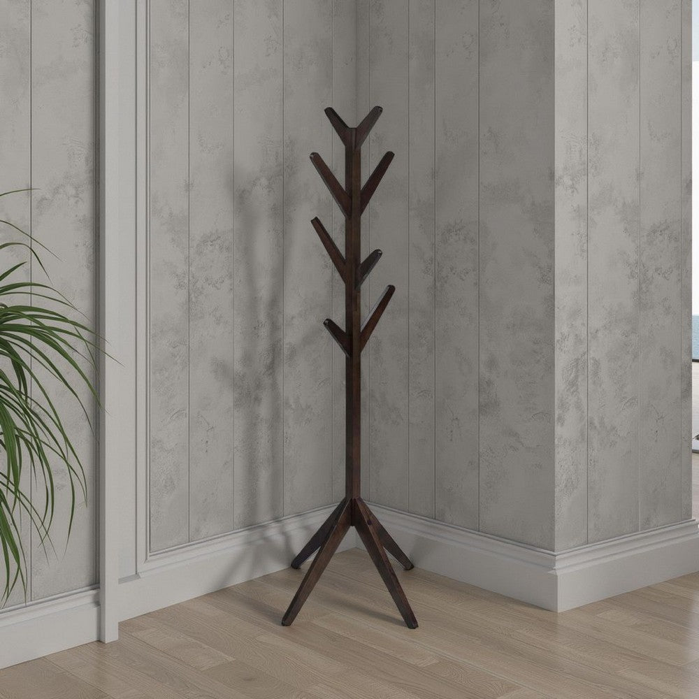 Buy Margo Coat Rack, 8 Hooks and Tree Inspired Design, Brown Solid wood By Casagear Home