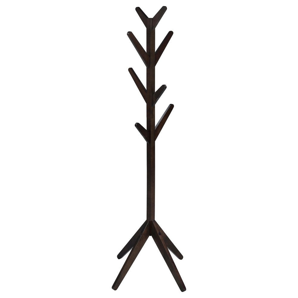 Margo Coat Rack 8 Hooks and Tree Inspired Design Brown Solid wood