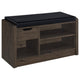 Aryn Storage Bench, Adjustable Shelf, Black Faux Leather, Dark Brown
