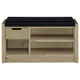 Aryn Storage Bench Adjustable Shelf Black Faux Leather Oak Brown