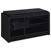 Aryn Storage Bench with Adjustable Shelf Black Faux Leather Black