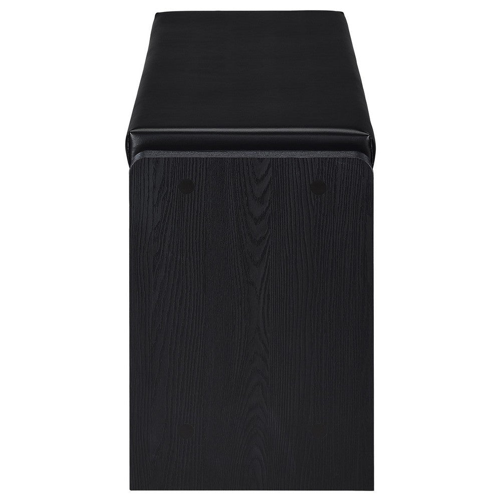 Aryn Storage Bench with Adjustable Shelf Black Faux Leather Black