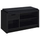 Aryn Storage Bench with Adjustable Shelf, Black Faux Leather, Black