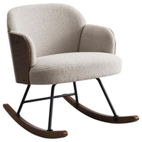 Perry Accent Rocking Chair, Modern Walnut Brown Bentwood, Beige Boucle