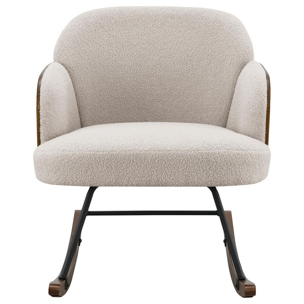 Perry Accent Rocking Chair Modern Walnut Brown Bentwood Beige Boucle