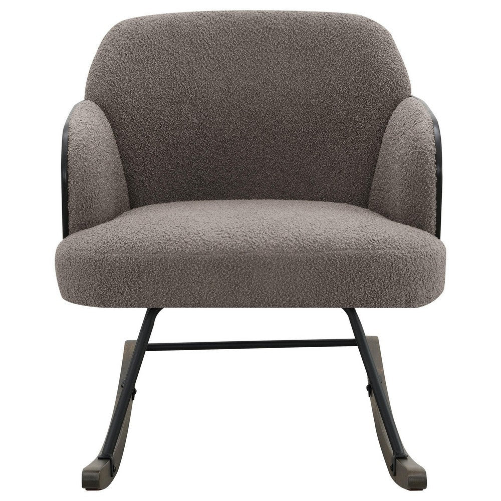 Perry Accent Rocking Chair Modern Walnut Brown Bentwood Gray Boucle