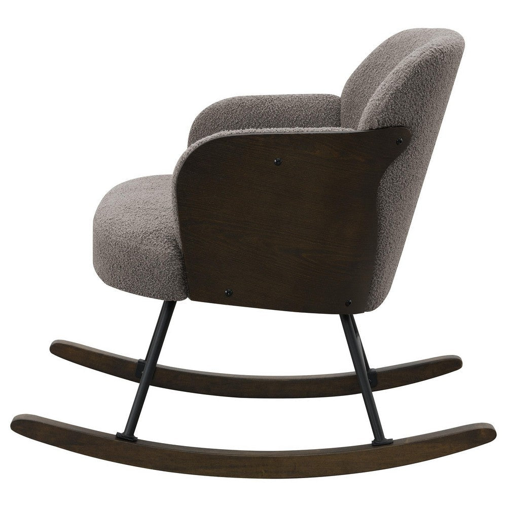 Perry Accent Rocking Chair Modern Walnut Brown Bentwood Gray Boucle