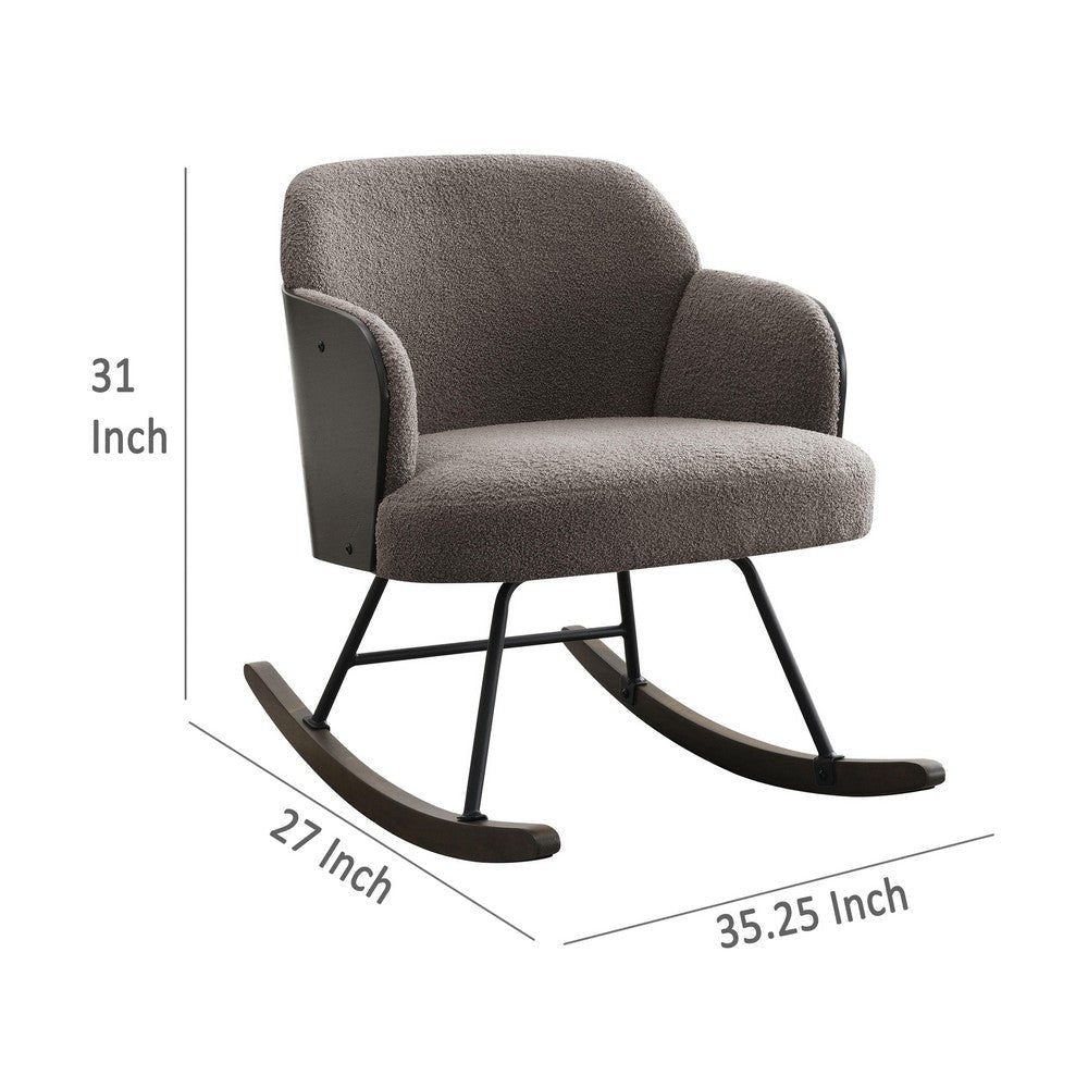 Perry Accent Rocking Chair Modern Walnut Brown Bentwood Gray Boucle