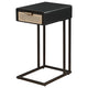 Lanie Side C Table 1 Drawer Sleek Black Metal Frame Faux Rattan