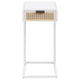 Lanie Side C Table 1 Drawer Sleek White Metal Frame Faux Rattan