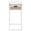 Lanie Side C Table 1 Drawer Sleek White Metal Frame Faux Rattan